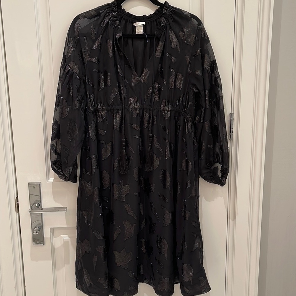 H&M Black Foil Print Maternity Party Dress- Never worn!